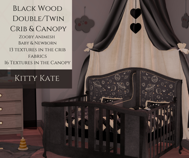 Second Life Marketplace {KK} Zooby Baby & Newborn Twin Black Crib